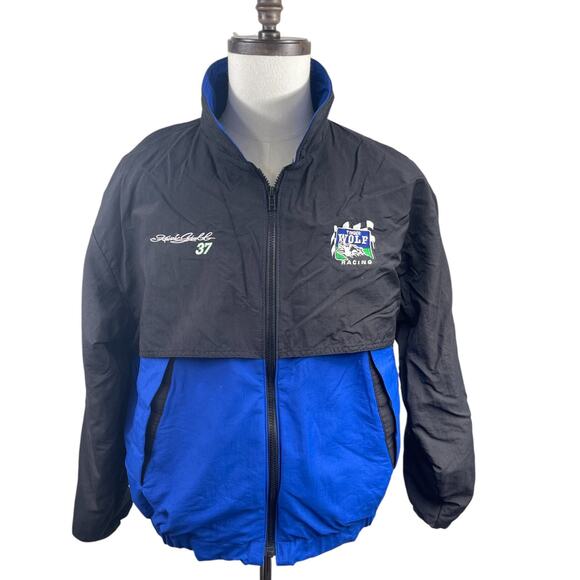 Vintage 80s Swingster Zip Up Jacket Kevin Grubb 37 Sz M Timber Wolf Racing USA - Picture 1 of 11